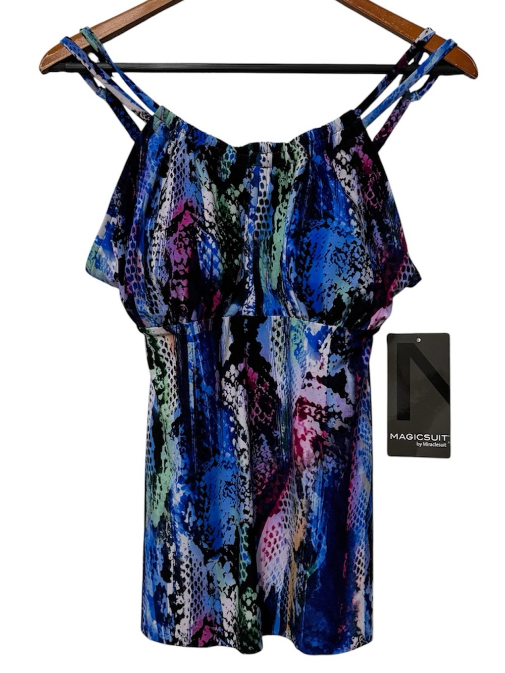 Magicsuit By Miraclesuit Tankini Swimsuit Top Women’s 10 Snake-Print Ruffle NWT